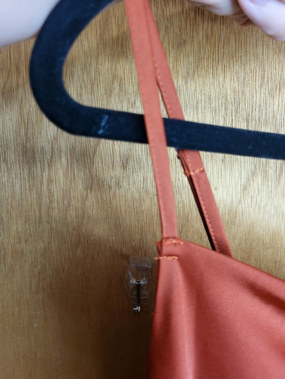 Lulu's Hollywood Woman Rust Orange Satin Cowl Neck Strappy Maxi Dress. Medium - Picture 11 of 16